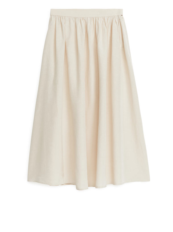 ARKET Textured Linen Blend Skirt  Off-white