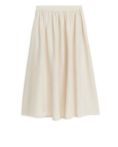 Textured Linen Blend Skirt  Off-white