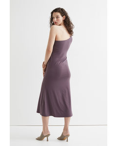 One-shoulder Dress Dark Purple