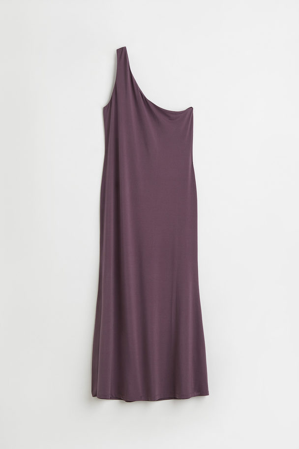 H&M One Shoulder-klänning Mörklila