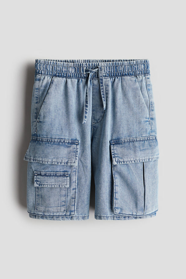 H&M Cargo Shorts Light Denim Blue