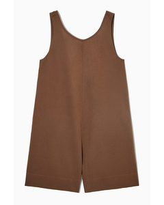 Relaxed-fit Linen-blend Playsuit Dark Brown
