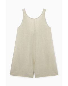 Relaxed-fit Linen-blend Playsuit Beige