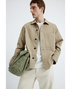 Twill-Overshirt in Loose Fit Beige