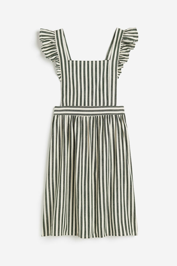 H&M HOME Linen-blend Apron Green/striped