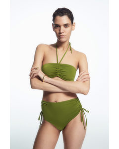 Ruched High-waisted Bikini Briefs Green