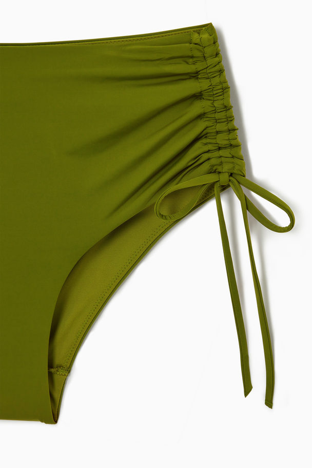 COS Ruched High-waisted Bikini Briefs Green