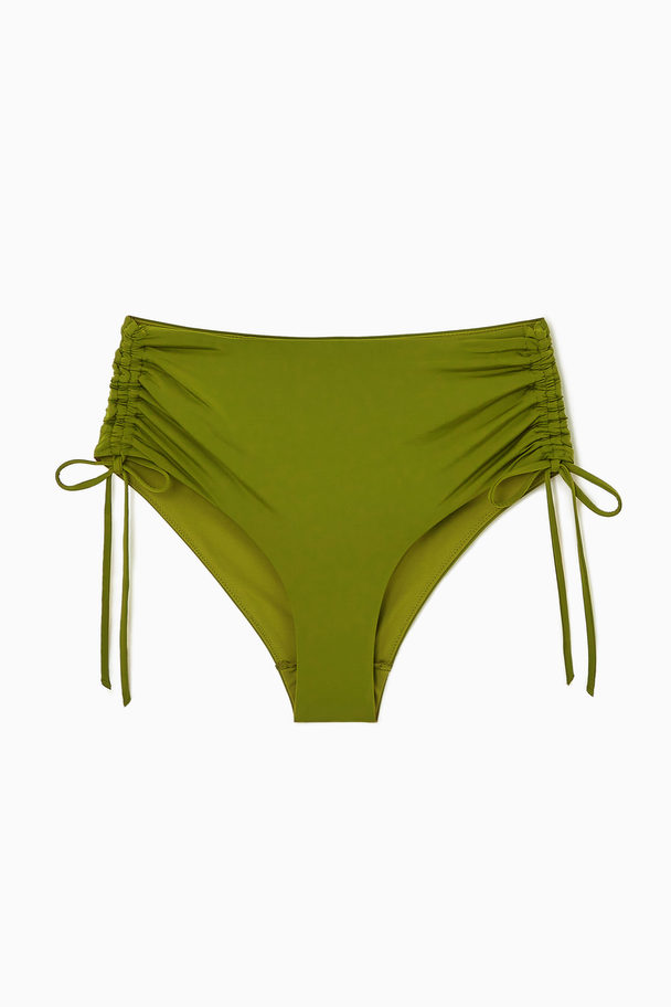 COS Ruched High-waisted Bikini Briefs Green