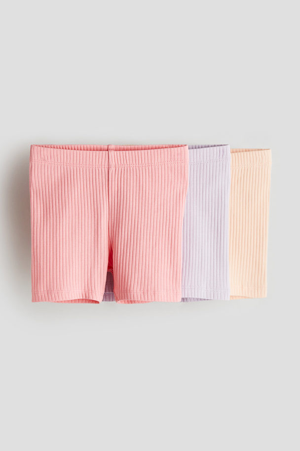 H&M 3er-Pack Gerippte Radlershorts Pfirsich/Rosa