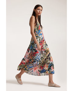 Maxi-jurk Met Drawstrings Zwart/bloemen