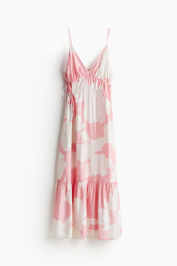 H&M Maxi-jurk Met Drawstrings Lichtroze/bloemen