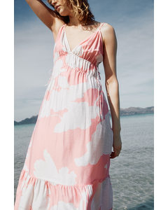 Drawstring-detail Maxi Dress Light Pink/floral