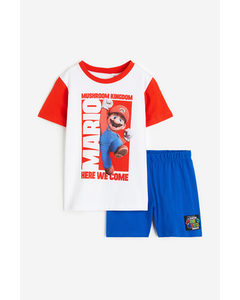 Bedruckter Pyjama Knallrot/Super Mario