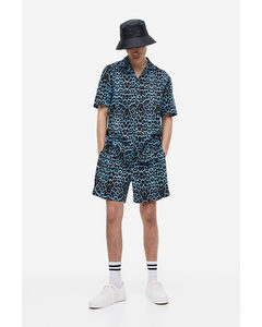 Regular Fit Pyjama Shirt And Shorts Blue/leopard Print