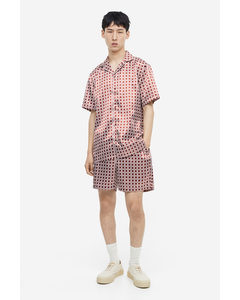 Regular Fit Pyjama Shirt And Shorts Brown/patterned