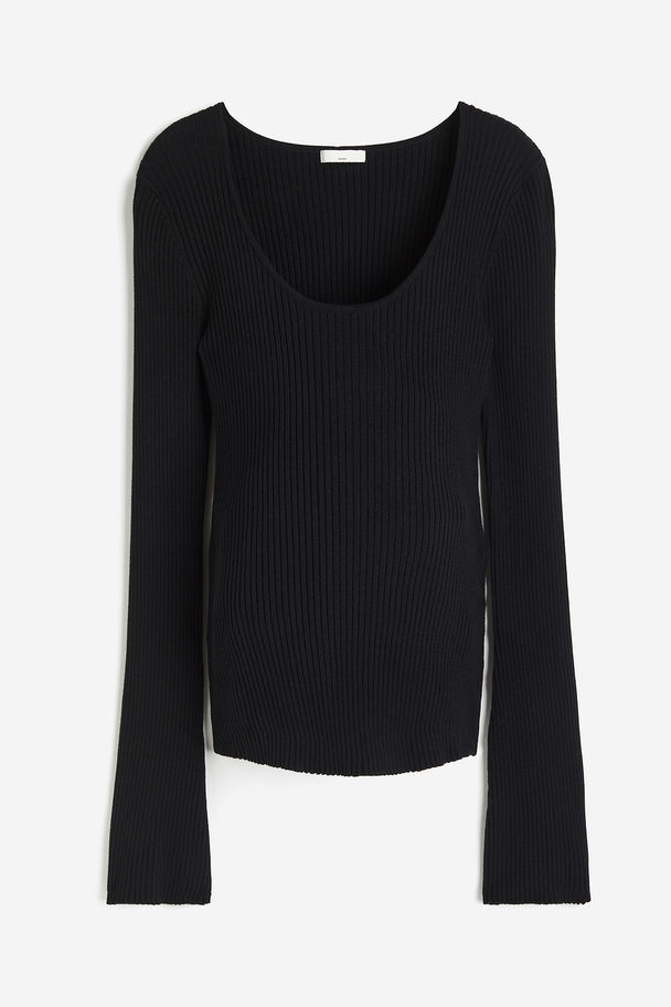 H&M Mama Rib-knit Top Black
