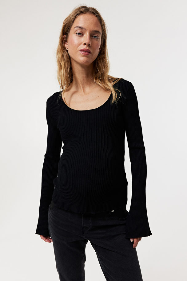H&M Mama Rib-knit Top Black