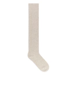 Over-the-knee Wool Socks Off White