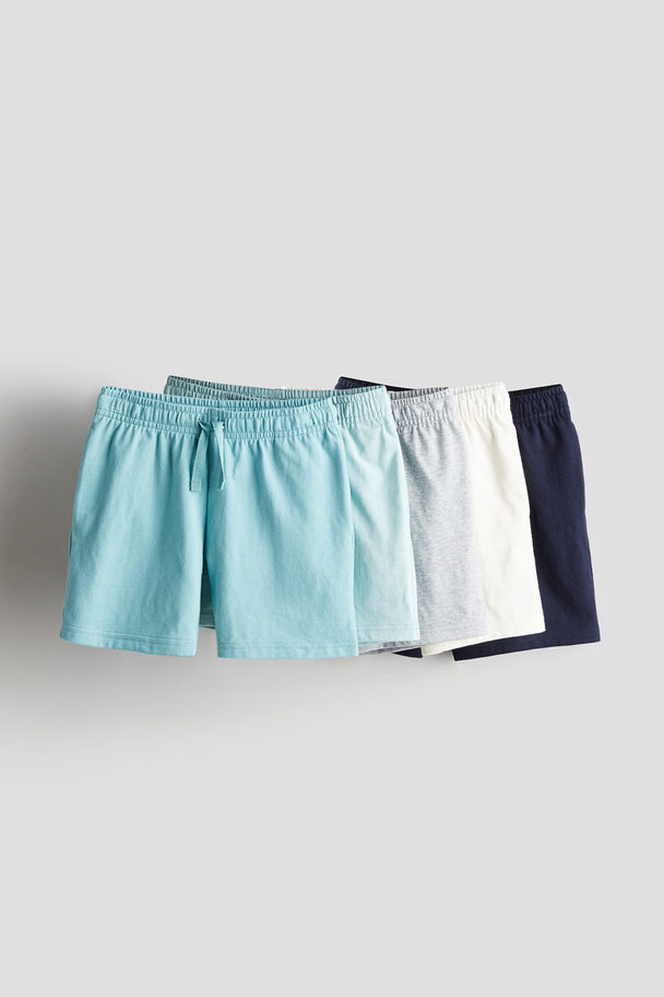 H&M 5er-Pack Shorts aus Baumwolljersey Helltürkis/Marineblau