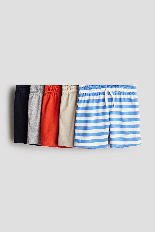 H&M 5-pack Cotton Jersey Shorts Blue/striped