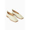 Square-toe Crossover Leather Ballet Flats Cream