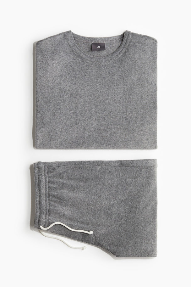 H&M Pyjama T-shirt And Shorts Grey Marl
