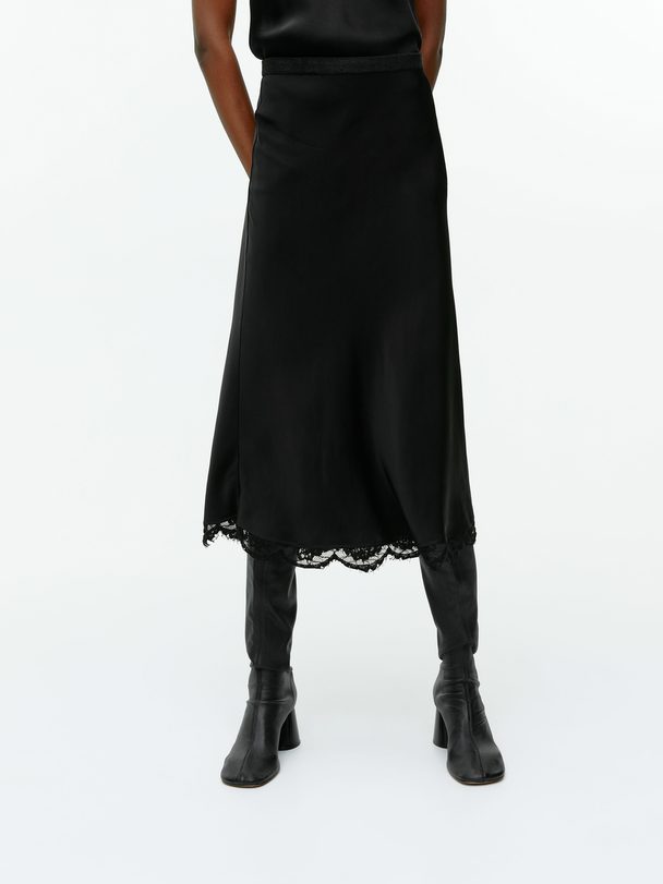 Arket Lace Detail Skirt Black