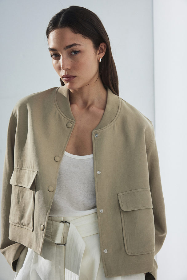 H&M Pilotenjacke aus Leinenmix Beige