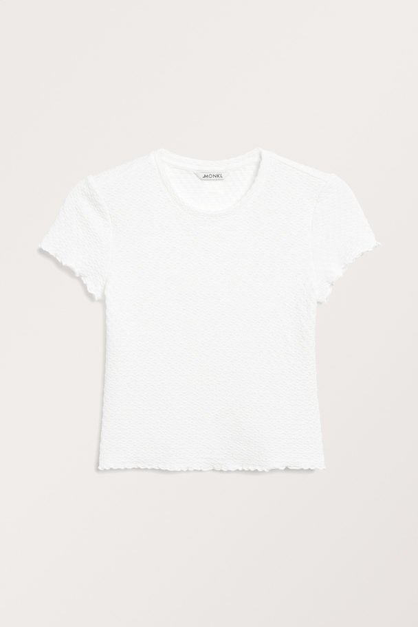 Monki Weißes Struktur-T-Shirt Weiß