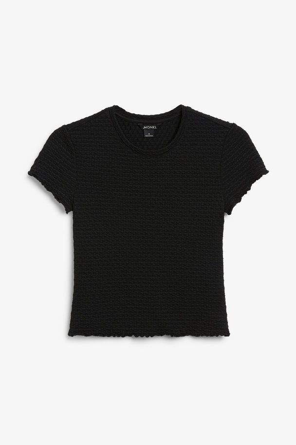 Monki Black Textured T-shirt Black