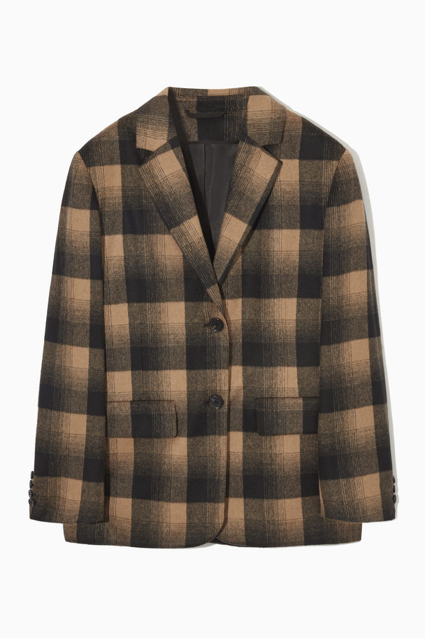 COS Oversized Wool Blazer Brown / Black / Checked