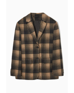 Oversized Wool Blazer Brown / Black / Checked