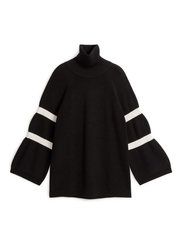 ARKET Pullover aus einer Mischung aus Wolle und Baumwolle Schwarz/Cremeweiß