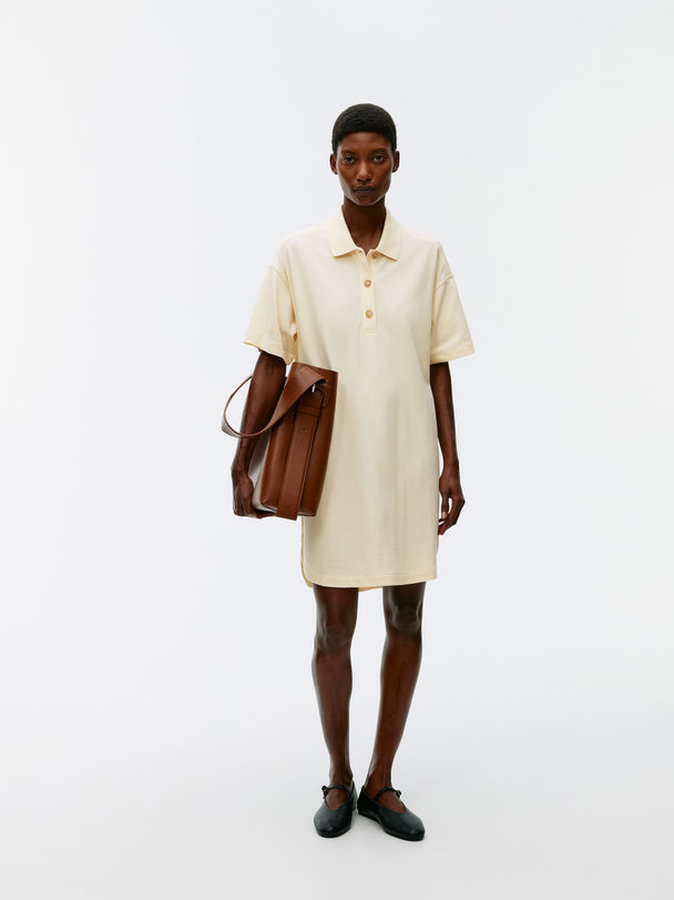 ARKET Piqué Polo Dress Pale Yellow