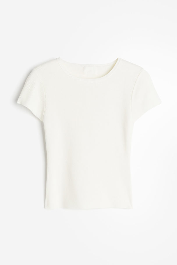 H&M T-Shirt aus Feinstrick Weiß