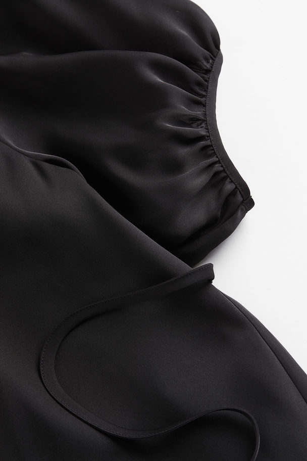 H&M Tie-detail Satin Dress Black