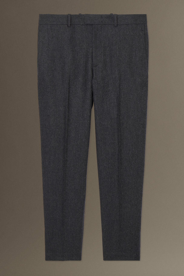 COS Herringbone Wool Trousers - Straight Dark Grey / Herringbone