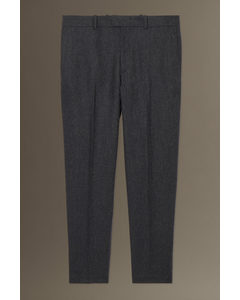 Herringbone Wool Trousers - Straight Dark Grey / Herringbone