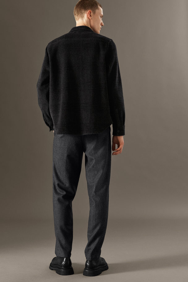 COS Herringbone Wool Trousers - Straight Dark Grey / Herringbone