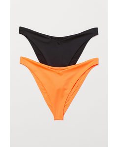 H&amp;M+ 2er-Pack Bikinihosen Orange/Schwarz