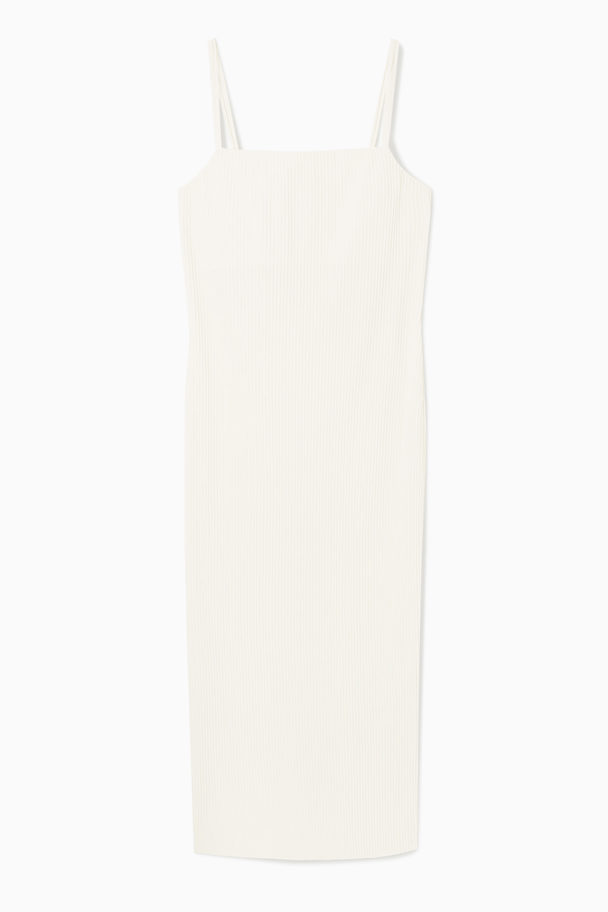 COS Plissé Midi Slip Dress White