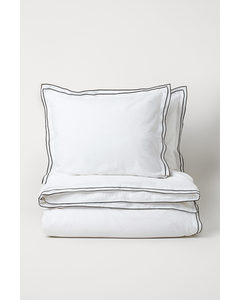 Bettwäsche aus Leinenmix für Doppelbett Weiß