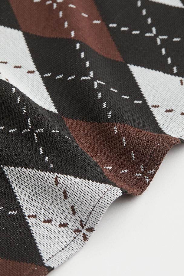 H&M Kort Nederdel Mørkebrun/argylemønstret