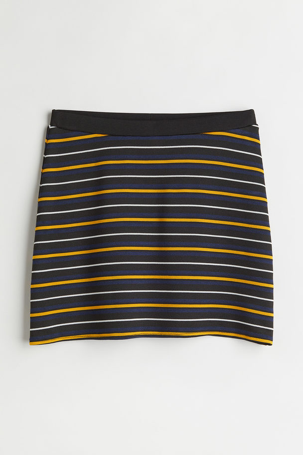 H&M Short Skirt Black/yellow Striped