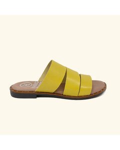 Milos Yellow Leather Flat Sandals