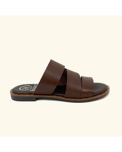 Milos Flat Sandals Brown Leather