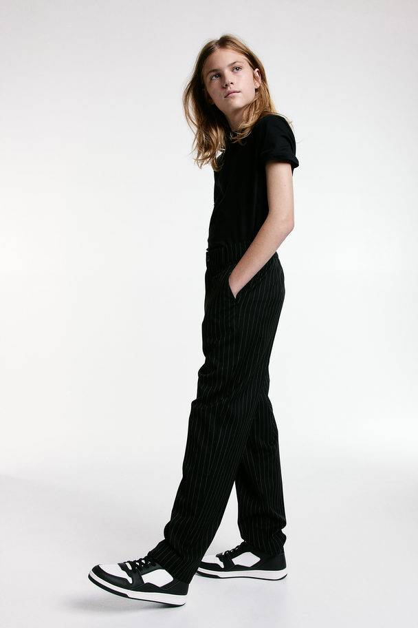 H&M Dressy Trousers Black/pinstriped