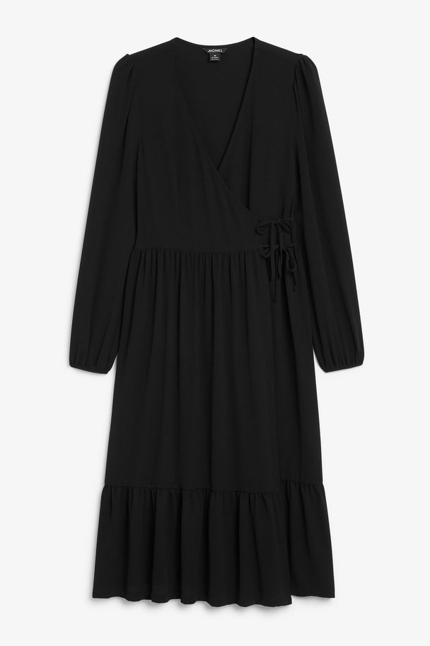 Monki Long-sleeved Wrap Dress Black