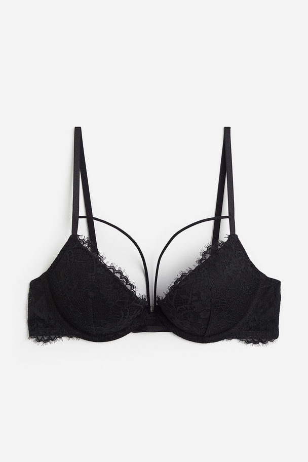 H&M Kanten Superpush-up Bh Zwart