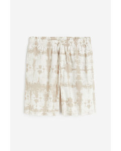 Relaxed Fit Linen-blend Shorts Beige/white Patterned